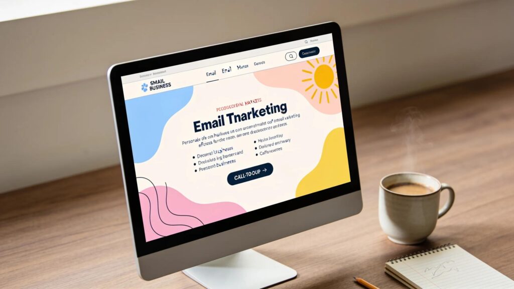 Laptop showing an effective email campaign in a creative workspace